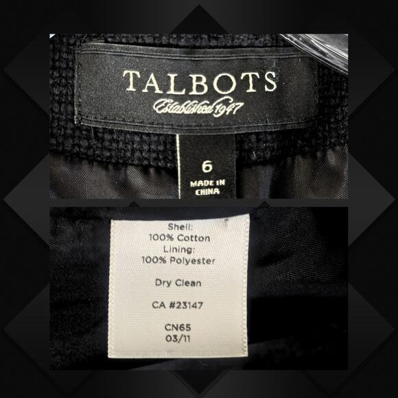 Talbots Black Textured Military Style Full Moto Zip Jacket Blazer Size 6 - Picture 11 of 13